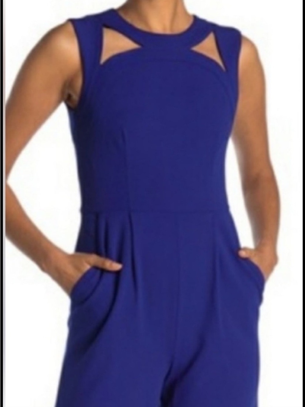 CALVIN KLEIN Sleeveless Cutout Jumpsuit Dress - Blue